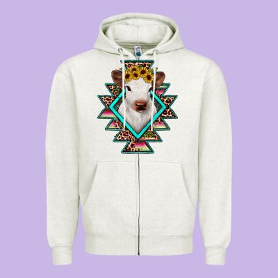 Heifer Cowhide Aztec Zipper Hoodie Designed By Jahusdesignshop