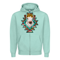 Seafoam heifer cowhide aztec Zipper Hoodie - JahusDesignShop