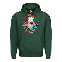 Sports Green heifer cowhide aztec Zipper Hoodie - JahusDesignShop