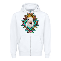 White heifer cowhide aztec Zipper Hoodie - JahusDesignShop