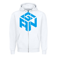 White gancube Zipper Hoodie - linhVisuals