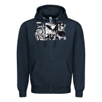 Navy guernica artwork Zipper Hoodie - linhVisuals