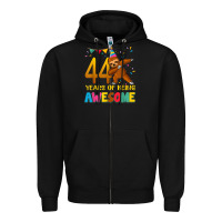 Black 44 years old birthday sloth dabbing 44th birthday sloth Zipper Hoodie - linhVisuals