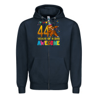 Navy 44 years old birthday sloth dabbing 44th birthday sloth Zipper Hoodie - linhVisuals