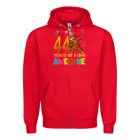 Red 44 years old birthday sloth dabbing 44th birthday sloth Zipper Hoodie - linhVisuals