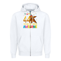 White 44 years old birthday sloth dabbing 44th birthday sloth Zipper Hoodie - linhVisuals