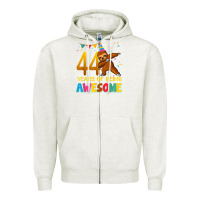 Oatmeal Heather 44 years old birthday sloth dabbing 44th birthday sloth Zipper Hoodie - linhVisuals