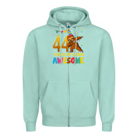 Seafoam 44 years old birthday sloth dabbing 44th birthday sloth Zipper Hoodie - linhVisuals