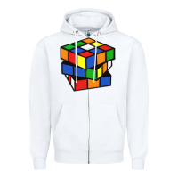 White rubik cube Zipper Hoodie - linhVisuals