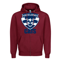 Burgundy geelong cats Zipper Hoodie - linhVisuals