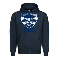 Navy geelong cats Zipper Hoodie - linhVisuals
