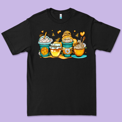 Honey Bee Coffee Cups Premium Tee Designed By Oliviacreatesart