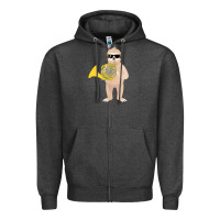 Charcoal Heather funny sloth wearing sunglasses playing french horn Zipper Hoodie - linhVisuals
