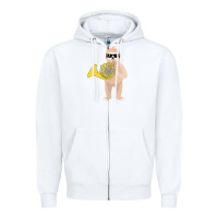 White funny sloth wearing sunglasses playing french horn Zipper Hoodie - linhVisuals