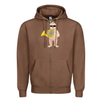 Chestnut funny sloth wearing sunglasses playing french horn Zipper Hoodie - linhVisuals