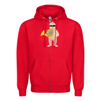 Red funny sloth wearing sunglasses playing french horn Zipper Hoodie - linhVisuals