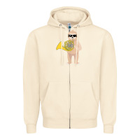 Sandshell funny sloth wearing sunglasses playing french horn Zipper Hoodie - linhVisuals