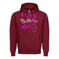 Burgundy it's my birthday month party Zipper Hoodie - linhVisuals
