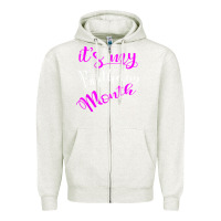 Oatmeal Heather it's my birthday month party Zipper Hoodie - linhVisuals