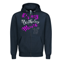 Navy it's my birthday month party Zipper Hoodie - linhVisuals