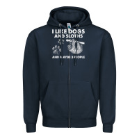 Navy i like dogs and sloths and maybe 3 people funny animals Zipper Hoodie - linhVisuals