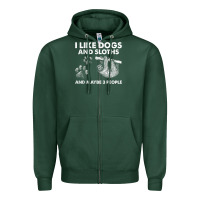 Sports Green i like dogs and sloths and maybe 3 people funny animals Zipper Hoodie - linhVisuals