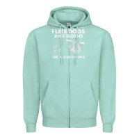 Seafoam i like dogs and sloths and maybe 3 people funny animals Zipper Hoodie - linhVisuals