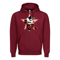 Burgundy red penguin 1990's russian Zipper Hoodie - linhVisuals