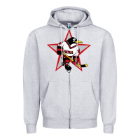 Heather Grey red penguin 1990's russian Zipper Hoodie - linhVisuals