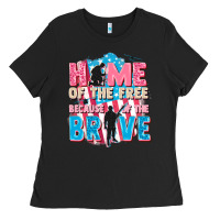 Black Home of the free because of the brave Ladies Tee - FaDigitalArtStudio