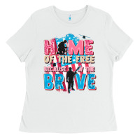 White Home of the free because of the brave Ladies Tee - FaDigitalArtStudio