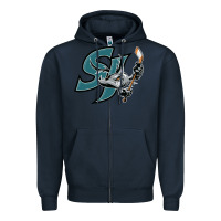 Navy the-san-jose-barracuda-pen Zipper Hoodie - linhVisuals