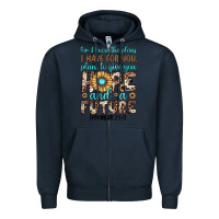 Navy for i know the plans i have for you plans to give you hope and a futur Zipper Hoodie - JahusDesignShop