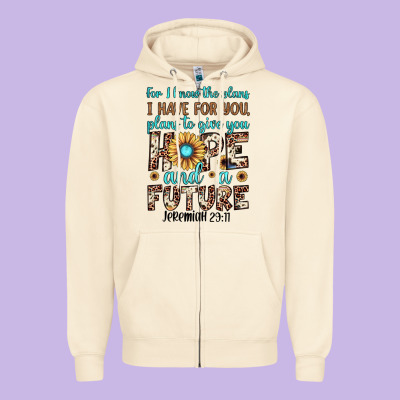 For I Know The Plans I Have For You Plans To Give You Hope And A Futur Zipper Hoodie Designed By Jahusdesignshop