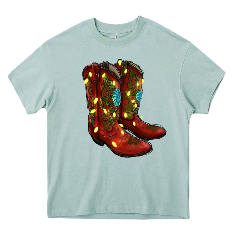 Western Christmas Boots Heavy Core Tee by RanaPortraitStore | Teevron