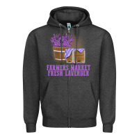 Charcoal Heather Farmers Market Fresh Lavender Zipper Hoodie - linhVisuals