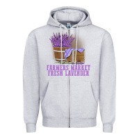Heather Grey Farmers Market Fresh Lavender Zipper Hoodie - linhVisuals