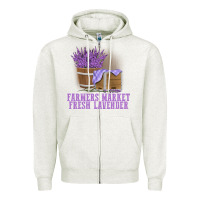 Oatmeal Heather Farmers Market Fresh Lavender Zipper Hoodie - linhVisuals
