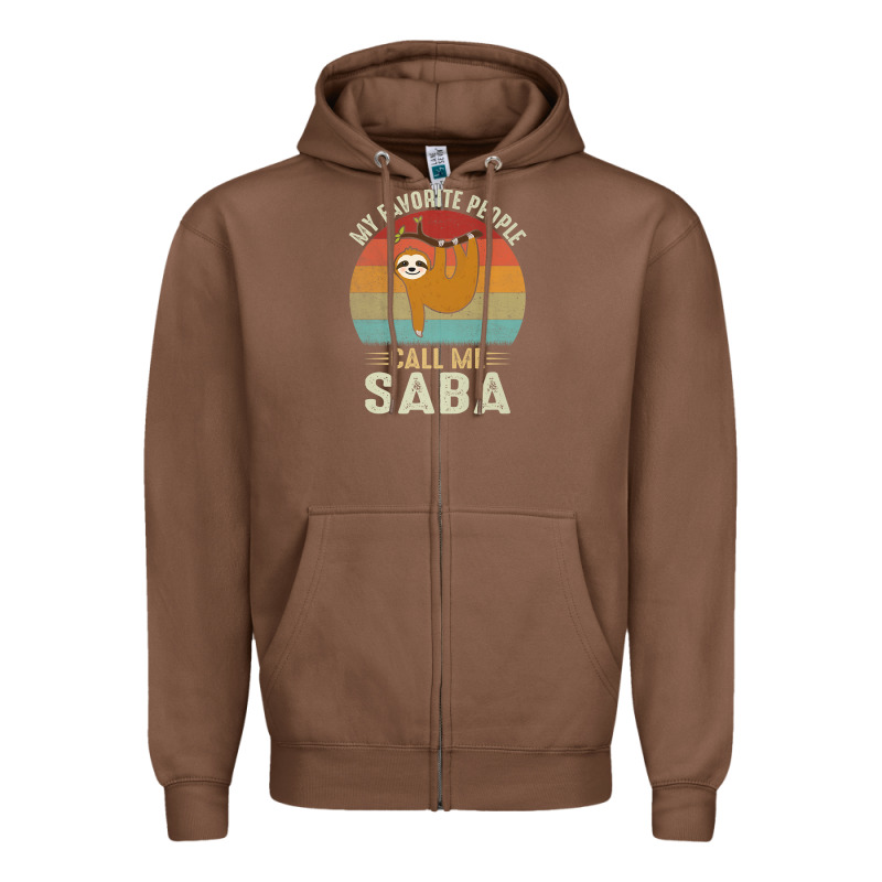 Mens My Favorite People Call Me Saba Cute Sloth Lover Grandpa Premium Zipper Hoodie by linhVisuals | Teevron