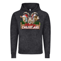 Vintage Black Merry Christmas Goats Vintage Hoodie - LillyAllenDesigns