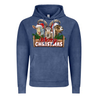 Vintage Denim Merry Christmas Goats Vintage Hoodie - LillyAllenDesigns
