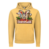 Vintage Mustard Merry Christmas Goats Vintage Hoodie - LillyAllenDesigns