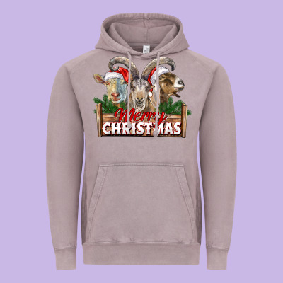 Merry Christmas Goats Vintage Hoodie Designed By Lillyallendesigns