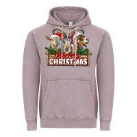 Vintage Zinc Merry Christmas Goats Vintage Hoodie - LillyAllenDesigns