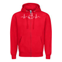Red bowling heartbeat bowler ecg bowling ball tournament gift sweatshirt Zipper Hoodie - linhVisuals