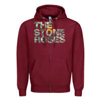 Burgundy THE STONE ROSES GREEN Zipper Hoodie - linhVisuals