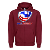 Burgundy usa rugby Zipper Hoodie - linhVisuals
