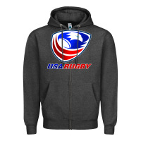 Charcoal Heather usa rugby Zipper Hoodie - linhVisuals