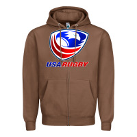 Chestnut usa rugby Zipper Hoodie - linhVisuals