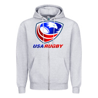 Heather Grey usa rugby Zipper Hoodie - linhVisuals